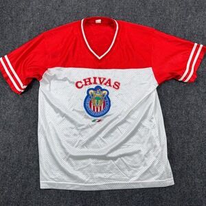 Chivas Guadalajara Soccer Jersey Vintage Mesh Made in USA Size M Red White